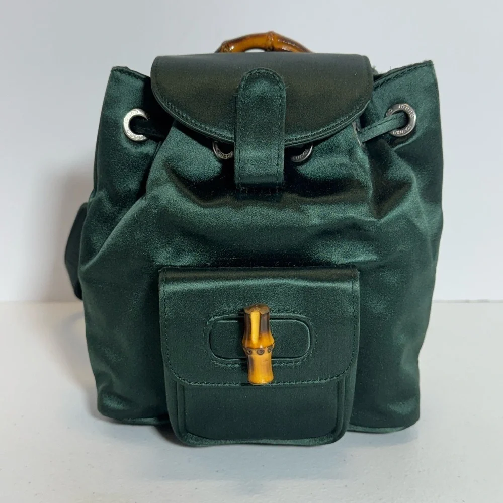 AUTHENTIC Green Gucci Bamboo Backpack